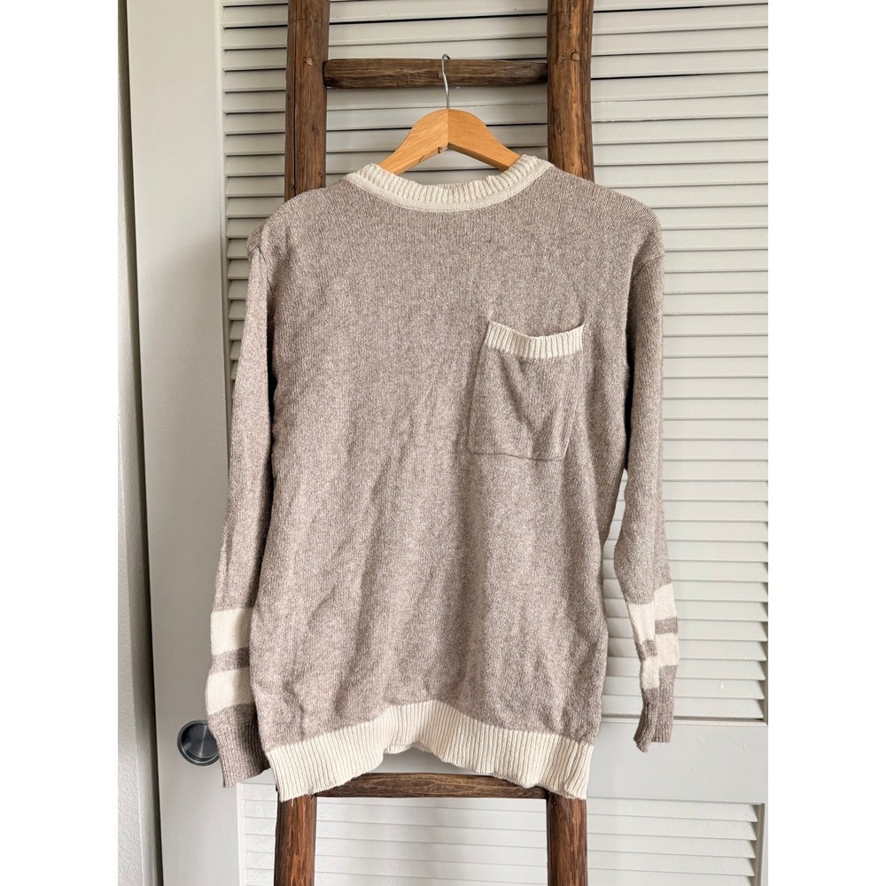 Vintage Liz Claiborne Petite Silk Blend Striped‎ Sweater Beige Cream Size P